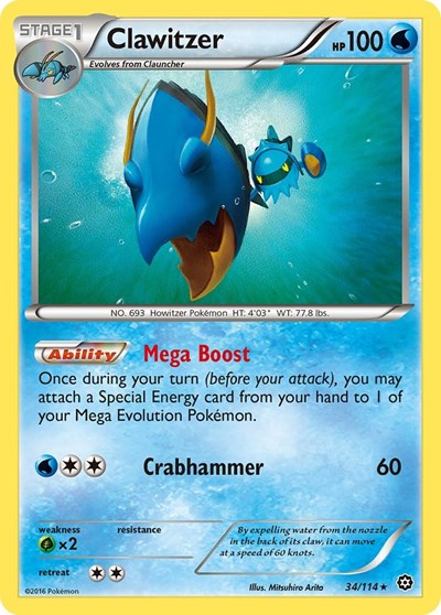 XY - Steam Siege - Rare Reverse Holo - Clawitzer