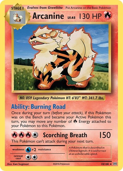 Arcanine XY - Evolutions 18/108 Rare Normal