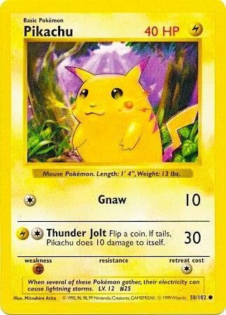 Base Set (Shadowless) - Common Unlimited - Pikachu Red Cheeks