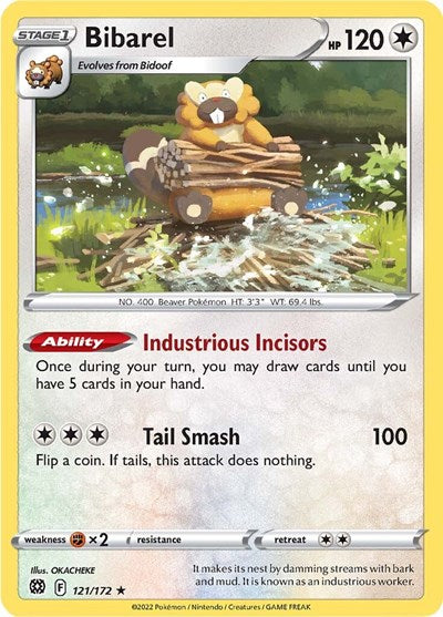 Bibarel SWSH09: Brilliant Stars 121/172 Holo Rare Holofoil