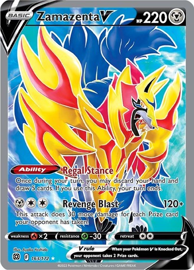 Zamazenta V Full Art SWSH09: Brilliant Stars 163/172 Ultra Rare Holofoil