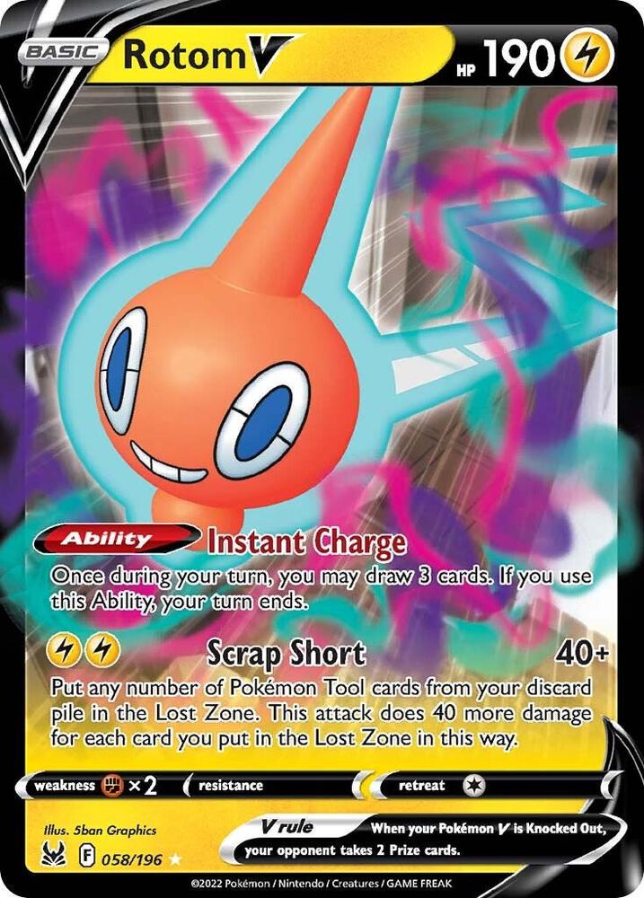 Rotom V SWSH11: Lost Origin 058/196 Ultra Rare Holofoil