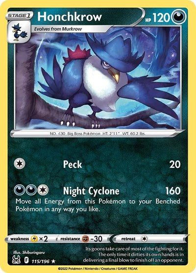SWSH11: Lost Origin - Rare Reverse Holo - Honchkrow