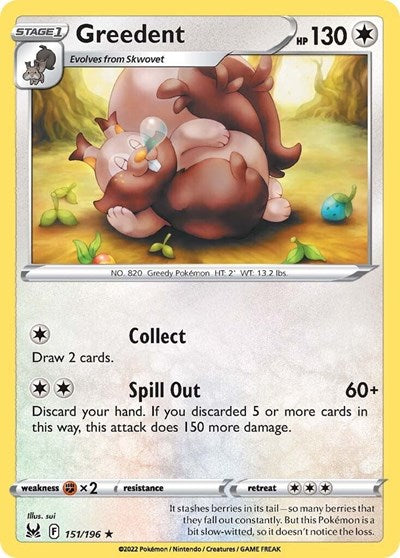SWSH11: Lost Origin - Rare Reverse Holo - Greedent
