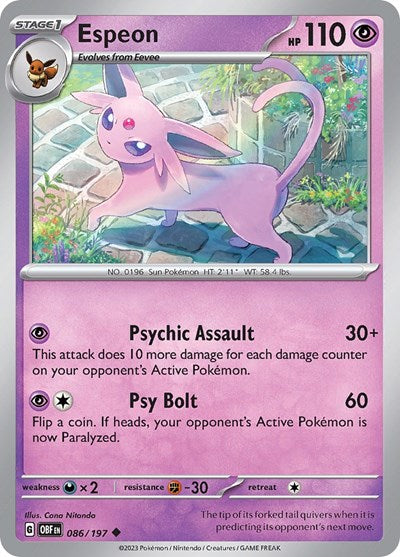 Espeon SV03: Obsidian Flames 086/197 Uncommon Normal