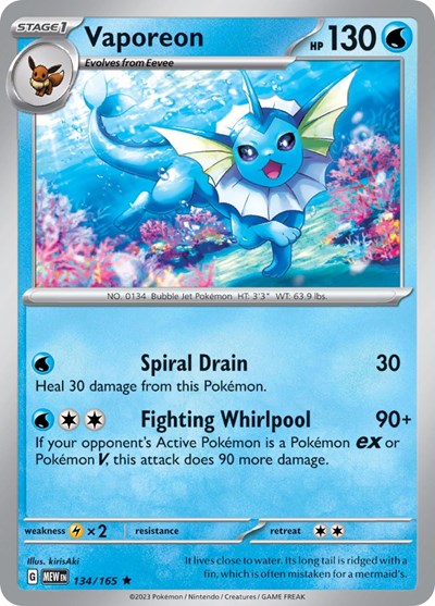 Vaporeon SV: Scarlet & Violet 151 134/165 Rare Holofoil