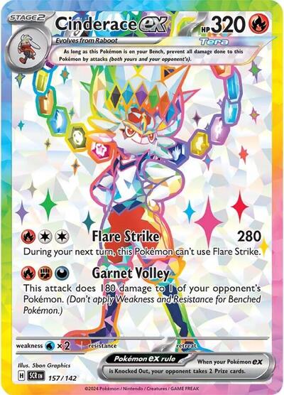 SV07: Stellar Crown - Ultra Rare Holofoil - Cinderace ex 157 142