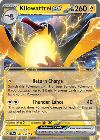 Kilowattrel ex SV08: Surging Sparks 068/191 Double Rare Holofoil