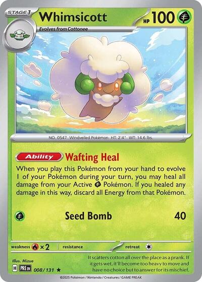 Whimsicott SV: Prismatic Evolutions 008/131 Rare Holofoil