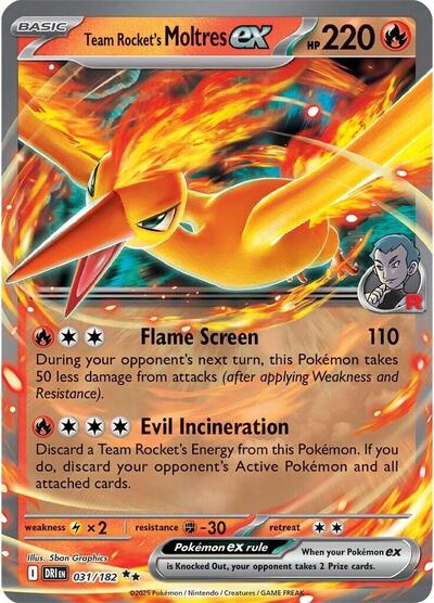 Team Rocket's Moltres ex SV10: Destined Rivals 031/182 Double Rare Holofoil