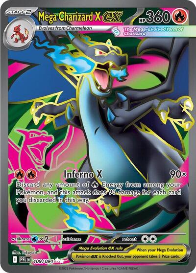 Mega Charizard X ex 109 094 ME02: Phantasmal Flames 109/094 Ultra Rare Holofoil