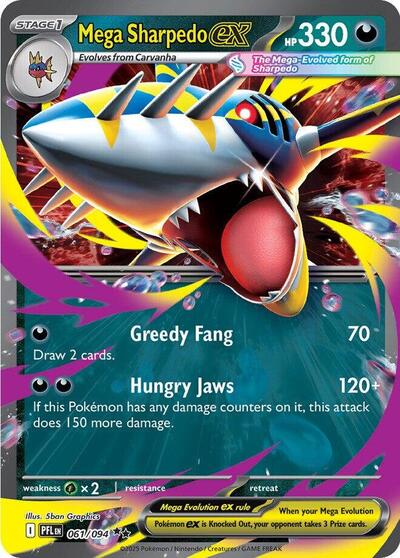 Mega Sharpedo ex - 061/094 ME02: Phantasmal Flames 061/094 Double Rare Holofoil