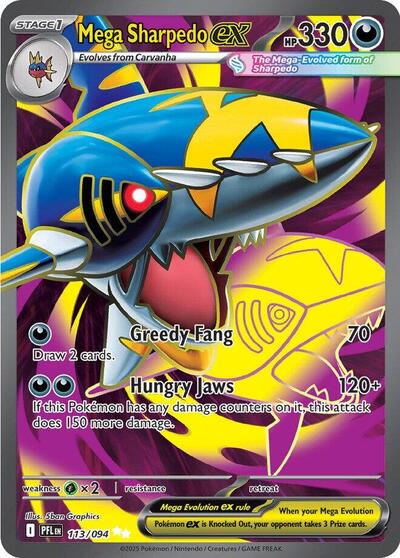 ME02: Phantasmal Flames - Ultra Rare Holofoil - Mega Sharpedo ex 113 094