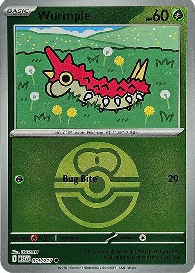 Wurmple (Love Ball) ME: Ascended Heroes 011/217 Common Reverse Holofoil