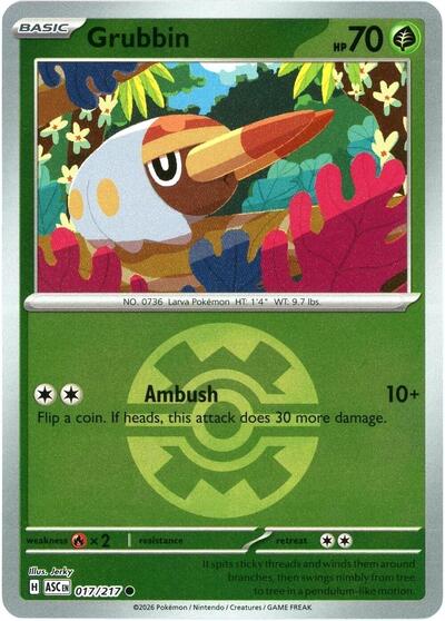 Grubbin (Quick Ball) ME: Ascended Heroes 017/217 Common Reverse Holofoil