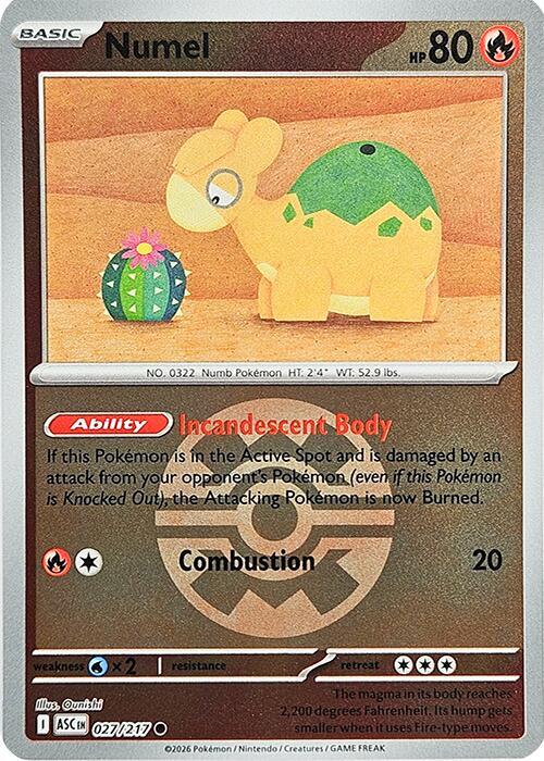 Numel - 027/217 (Quick Ball) ME: Ascended Heroes 027/217 Common Reverse Holofoil