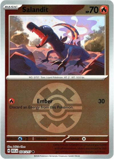 Salandit (Quick Ball) ME: Ascended Heroes 034/217 Common Reverse Holofoil