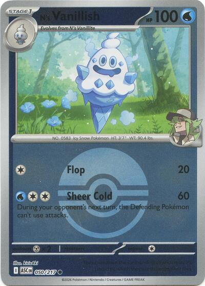 N's Vanillish (Poke Ball) ME: Ascended Heroes 050/217 Common Reverse Holofoil