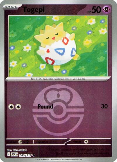 Togepi (Love Ball) ME: Ascended Heroes 080/217 Common Reverse Holofoil