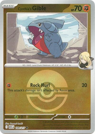 Cynthia's Gible (Poke Ball) ME: Ascended Heroes 109/217 Common Reverse Holofoil