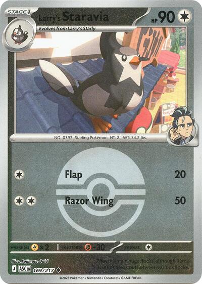Larry's Staravia (Poke Ball) ME: Ascended Heroes 169/217 Uncommon Reverse Holofoil