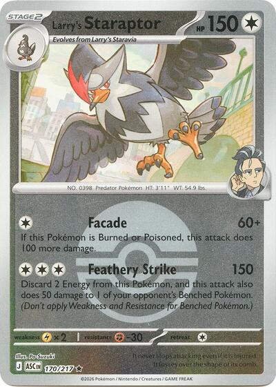 Larry's Staraptor - 170/217 (Poke Ball) ME: Ascended Heroes 170/217 Rare Reverse Holofoil