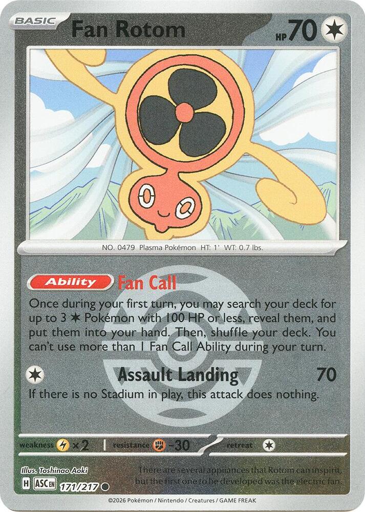 Fan Rotom - 171/217 (Dusk Ball) ME: Ascended Heroes 171/217 Common Reverse Holofoil