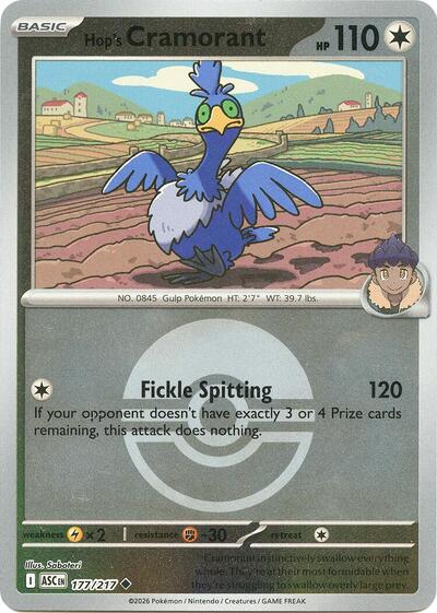 Hop's Cramorant (Poke Ball) ME: Ascended Heroes 177/217 Uncommon Reverse Holofoil