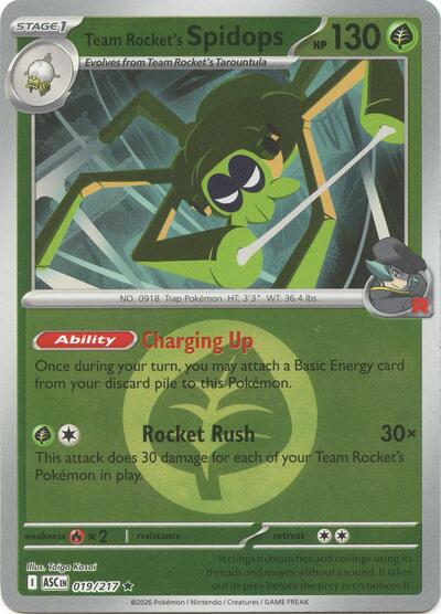 Team Rocket's Spidops (Energy Symbol Pattern) ME: Ascended Heroes 019/217 Rare Reverse Holofoil