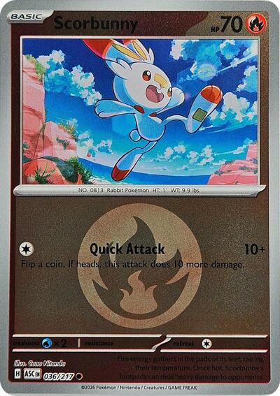 Scorbunny - 036/217 (Energy Symbol Pattern) ME: Ascended Heroes 036/217 Common Reverse Holofoil