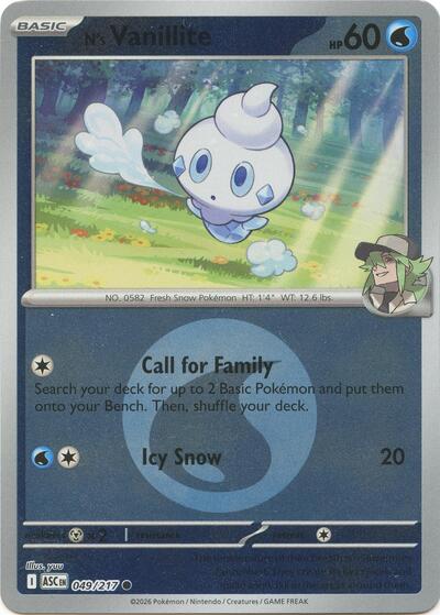 N's Vanillite (Energy Symbol Pattern) ME: Ascended Heroes 049/217 Common Reverse Holofoil