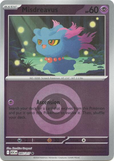 Misdreavus - 085/217 (Energy Symbol Pattern) ME: Ascended Heroes 085/217 Common Reverse Holofoil