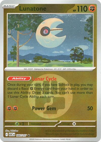 Lunatone (Energy Symbol Pattern) ME: Ascended Heroes 105/217 Rare Reverse Holofoil