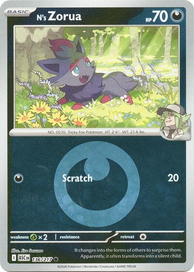 N's Zorua (Energy Symbol Pattern) ME: Ascended Heroes 136/217 Common Reverse Holofoil