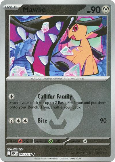 Mawile - 144/217 (Energy Symbol Pattern) ME: Ascended Heroes 144/217 Uncommon Reverse Holofoil
