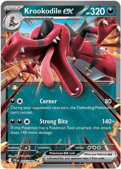 Krookodile ex ME04: Chaos Rising 055/086 Double Rare Holofoil